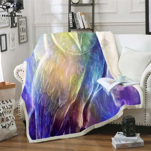 Crystaline Owl Fleece Blanket Plush 3d Printed for Adults Sofa Sherpa Fleece Bedspread Wrap Throw Blanket