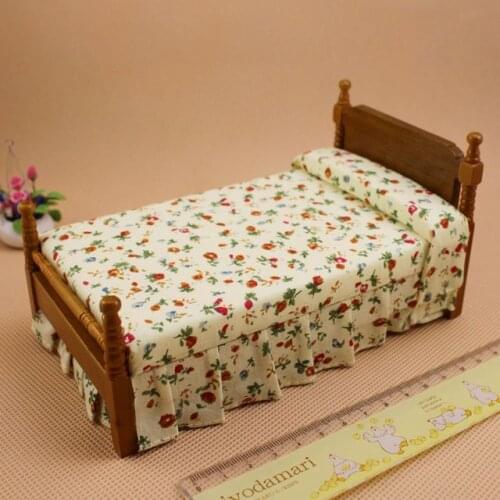 G05-X064 children baby gift Toy 1:12 Dollhouse mini Furniture Miniature baby wooden bed retro style 1pcs