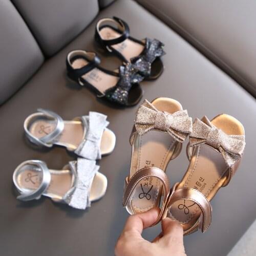 Toddler Infant Vintage Shoe Kids Baby Girls Bowknot Princess Casual Flat Non-slip Summer Hook Toe Open Shoes Sandals Chaussure