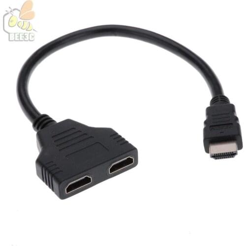 HDMI-compatible 1 Male To Dual HDTV 2 Female Y Splitter Cable Adapter HD LED LCD TV 100 pcs
