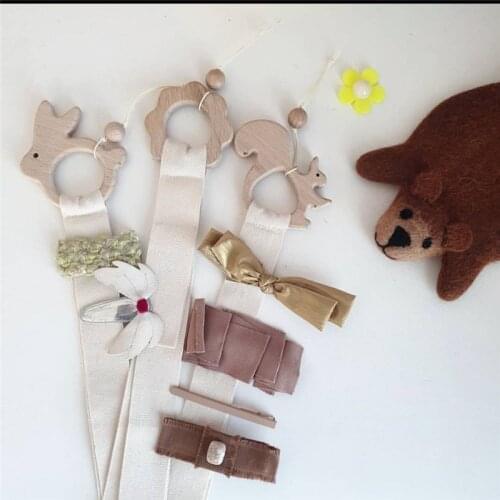 INS Cartoon Wooden Baby Hair Clips Storage Belt Kids Girls Headband Barrettes Hairpin Organizer Strip Wall Hanging Photos Holder