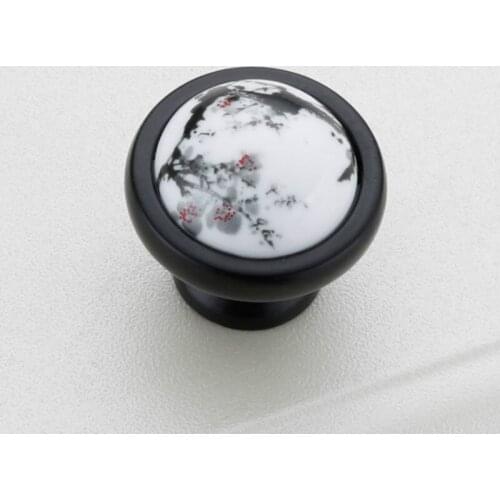 JD Cabinet Drawer Ceramic Single Hole Chinese Wardrobe Door Handle Garden Ceramic Handle Furniture Hardware