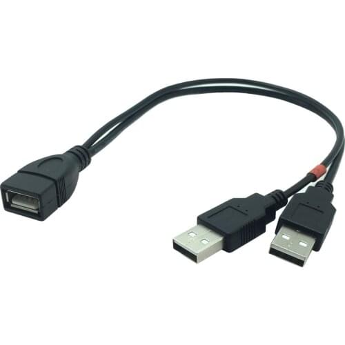 USB 2.0 Cable Double USB Male to Female to USB 2 Male Power Extension Cable Y Type Charging Cord 0.3m