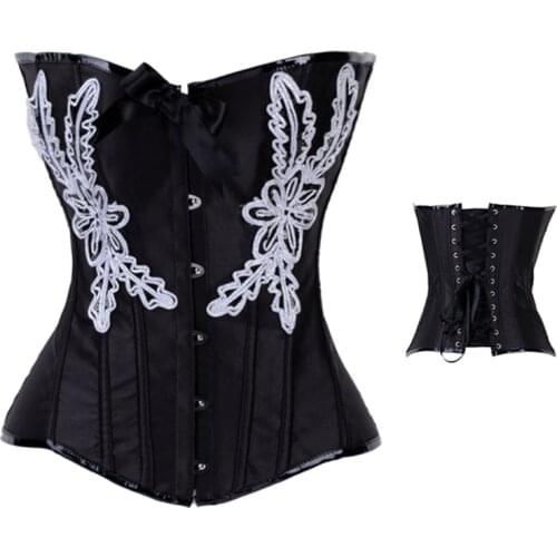 Women Sexy Black Corsets And Bustier Fashion Overbust Waist Trainer Top Corsets Waist Trainer For Adult