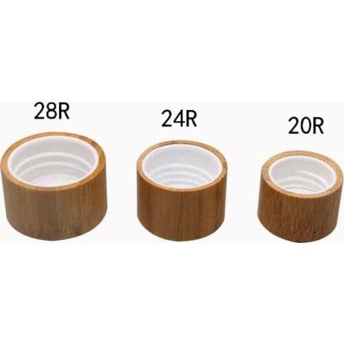 30/100pcs 20/24/28R 410 Natural Bamboo Screw Cap Makeup Lid Cover for plastic PET PP aluminum bottles cosmetic package accessory