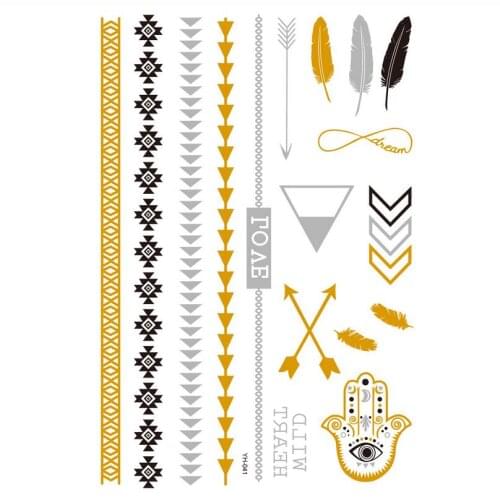 FLASH TATTOO Metallic Silver & Gold Triangle Angel Wings Henna Tattoos T1822