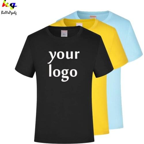 DIY/custom logo T-shirt printing your own photo logo men and women pure cotton short sleeve shirt