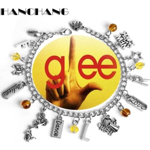 Glee Bracelets for Women Chain Bangle Love to cheer Megaphone Bracelet Cheerleader Cheer Girls Charms Jewelry Crystal Wristbands