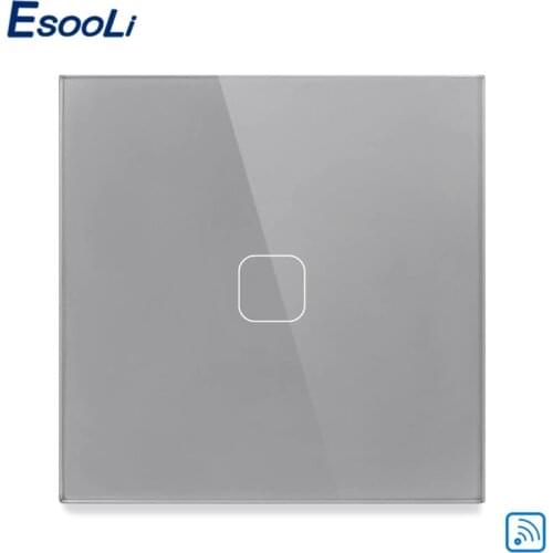 Esooli 1/2/3 Gang EU/UK Standard RF433 Remote Control Wall Touch Switch,Wireless Remote Control Light Switch