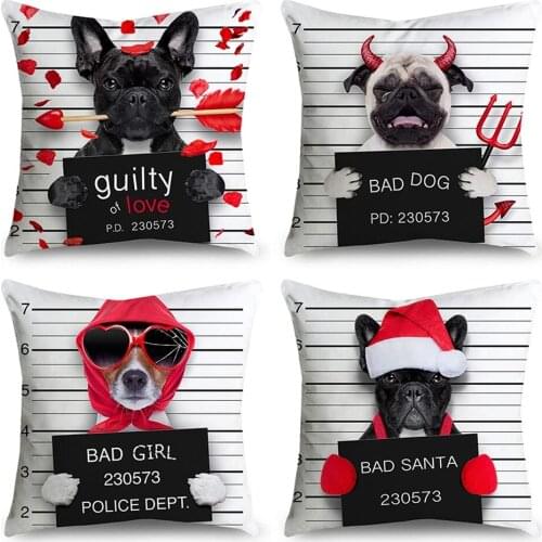 Cartoon printed jailbreak dog pillow cover polyester fiber soft sofa pillow decorative cushion cover 18 x 18 Inch 45 x 45 cm