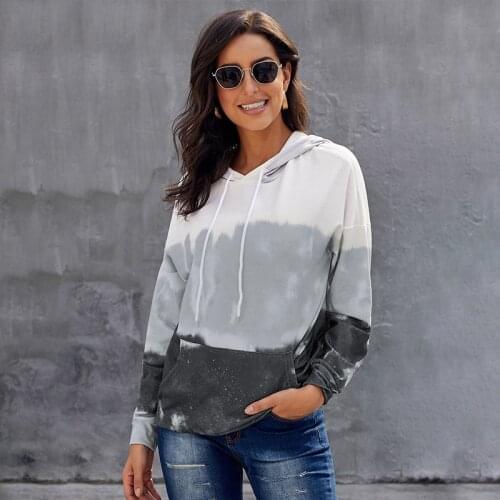 Sky Blue Women Long Sleeve Pullover Hoodie Top Casual Autumn Spring Plus Size S-2XL Top