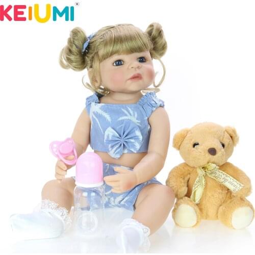 New Arrival 22 Inch Silicone Full Body Reborn Doll Fashion Princess Girl Doll Toy Baby Bedtime Play Bear For Kids Birthday Gift