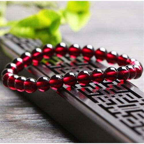 Wholesale 6mm Genuine Natural Wine Red Garnet Quartz Crystal Bracelets Women Femme Charm Stretch Transparent Round Bead Bracelet