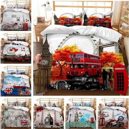 British Style Printing Duvet Cover 3pcs Quilt Cover Bedding Set Queen King Comforter Cover Single Double Bedclothes Boys Girls