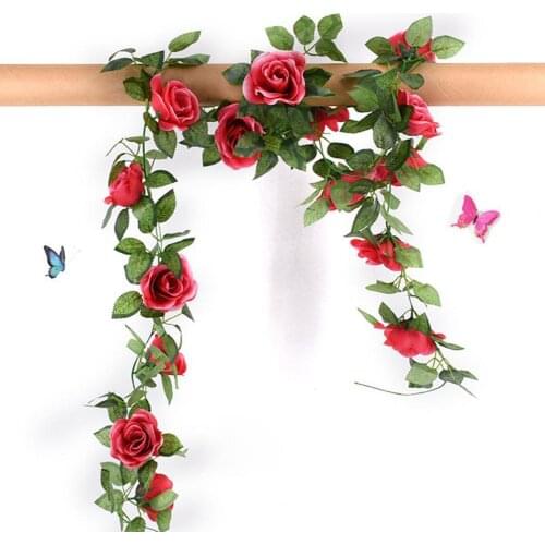 Practical Excellent Artificial Rose Flower Ivy Vine Plastic Artificial Flower Vibrant Color for Home