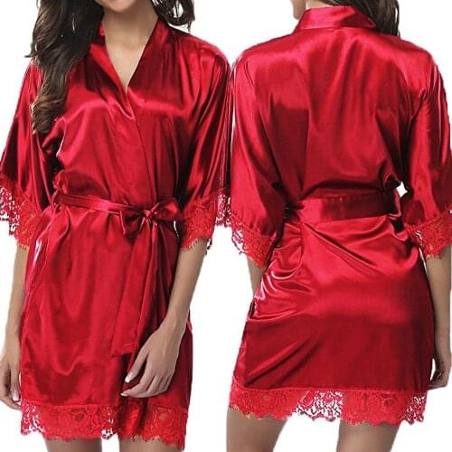 Sexy Women Lace Lingerie Set Satin Silk Sleepwear Nightdress Robe Gown Babydoll Pajamas Nightgown S-XL