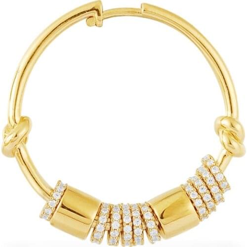 SLJELY Fashion Real S925 Sterling Silver Yellow Gold Color Single Multi Circles Hoop Earring 1pc for Women Luxury Brand Jewelry