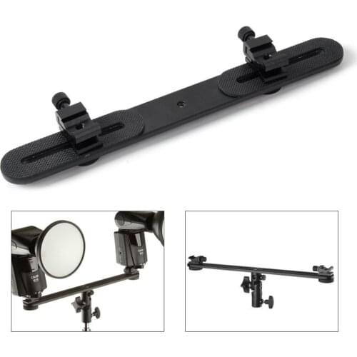 1/4" Screw Light Stand Flash Bracket Holder + Hot Shoe Mount Adapter For Camera