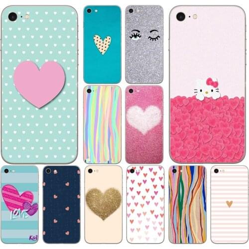 231DD Stripe Heart Silk Soft Silicone Cover Case for iphone 5 5s se 6 6s 8 plus 7 7 Plus X XS SR MAX case