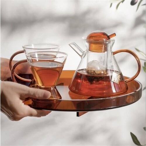 Tea Set Glass 500ml Teapot 200ml Cup Nordic Style Heat Resistant Drinkware