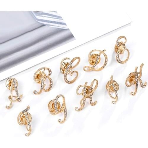 1PC Women 26 English Letter Brooches Crystal Rhinestones Brooch Jewelry Gifts High Quality Pina