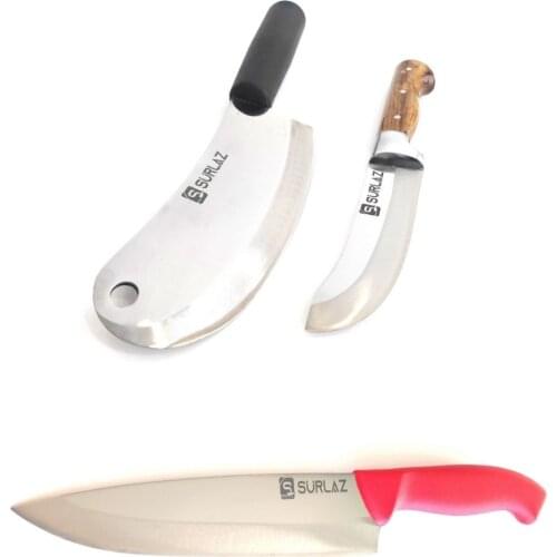 SürLaz 3 PCS Chef Knife Slicing Stainless Steel Turkish Kitchen Knives Meat Tools Professional Chef Knife Set Kitchen Knife Set