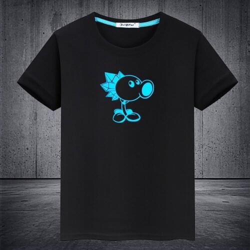 2020 Game Sunflower Peashoter Wallnut Luminous Kids T-Shirt Boy Girls Fluorescent Short Sleeves T shirt Baby Cotton Tops Ves