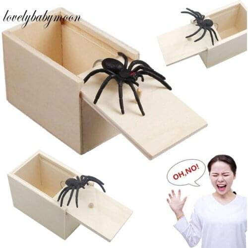 Surprising Box Spider Inside Wooden Prank Spider Scare Box Play A Trick Children Parents Anti-stress Funny Joke Trick Toys Gifts