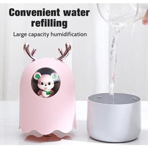300ml Cute Pet Ultrasonic Humidifier USB Oil Diffuser Air Mist Romantic LED Lamp Household Small Moisturize Aromatherapy Fogger