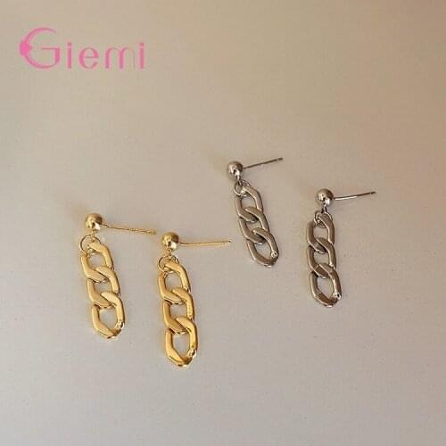 Retro Punk 925 Sterling Silver Hollow Chain Geometric Dangle Earring for Women Girl Ear Jewelry Party Gifts Wholesale