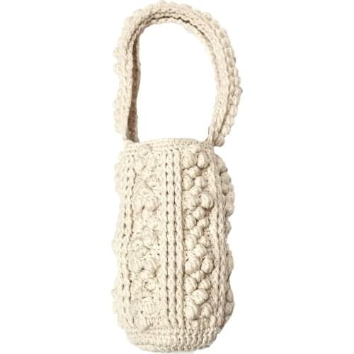 BomHCS Knitted Bottle Tote Bag Knot Bucket Purse Key Storage Handbag Handmade Cup Bags