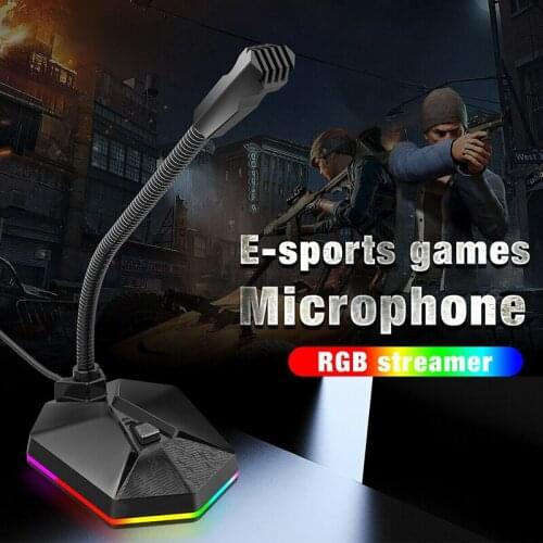 Replacement USB RGB Light Desktop Microphone Gaming Condenser Mic Fit for PC Laptop Streaming Noise Reduction Recording Mic