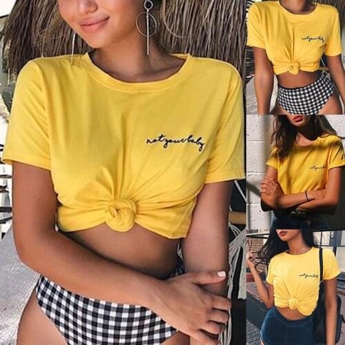 Ladies shirt 2021 street style yellow ladies T-shirt printing short-sleeved pure cotton T-shirt oversized top S-3xl