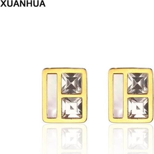 XUANHUA stainless steel stud earrings for women crystal earrings 2019 fashion jewelry accessories earing brincos bohemia