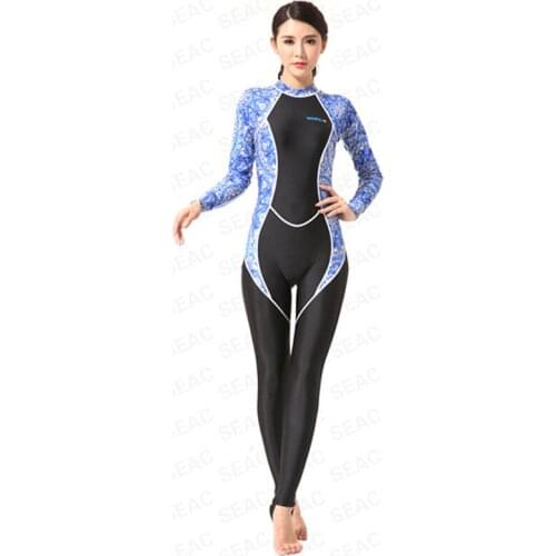 Woman Long sleeve Lycra Surfing Suit One Piece Swimsuit Rashguard Women Sun Protection UPF 50+ Printed Swimwear Rash Guard