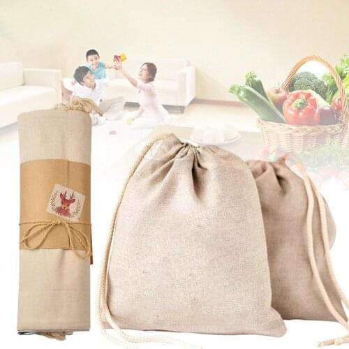 2PCS Reusable Shopping Bags Drawstring Organic Cotton Storage Bag Eco Friendly Shopper Bag For Shop Grocery Fruit Vegetable Bags