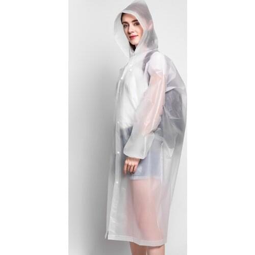 2020 Fashion PEVA Women Man Raincoat Adult Clear Transparent Camping Rainwear SuitThickened Waterproof Rain Poncho Coat