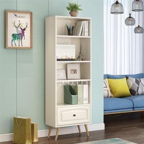 4-Layer Wooden Bookshelf Simple Solid Wood Bookcase Children Open Type Cabinet Locker Wooden Bookrack Bookstack With Drawer