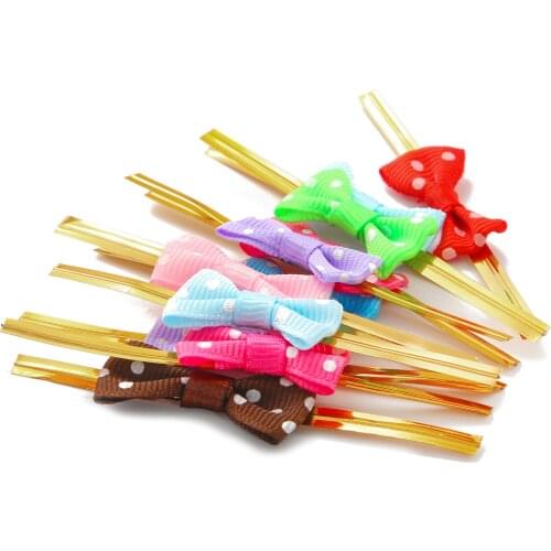 40/20Pcs Thread Dot Bowknot Metallic Twist Wire Ties Candy Lollipop Wrapp Baking Gift Bags Sealing Binding Wedding Party Decor