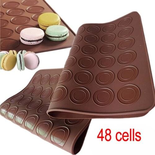 48-Cavity Silicone Macaron Macaroon Pastry Oven Baking Mould Sheet Mat Kitchen Tools Non-stick DIY Bakeware