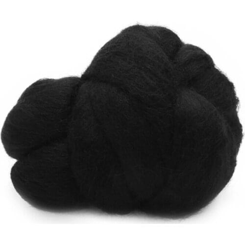50g Black Merino Dyed Felting Wool Tops Roving Wool Fiber DIY Needle Felting For Doll Animal Decoration Handcrafts