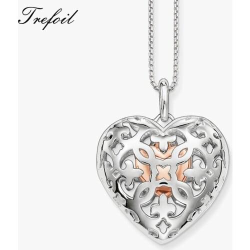 Link Chain Necklace Heart Locket, Fashion 925 Sterling Silver Jewelry Romantic Gift For Women Girls 2018 New Collane Donna