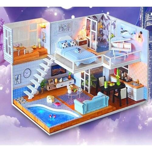 DIY Doll House Cottage Creative Birthday Gift Assembled Toys House Model Desk Decoration Intelligence Training Miniature Model