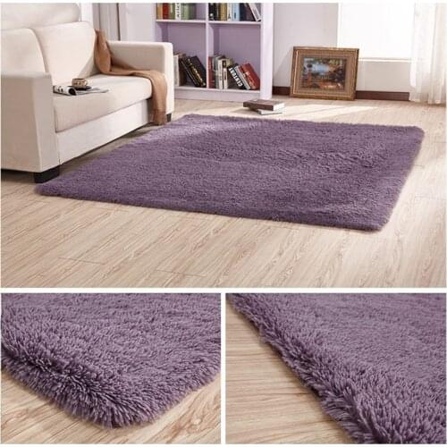 European modern long hair non-slip silk floor mat living room coffee table rug bedroom bed thick carpet rectangular blanket