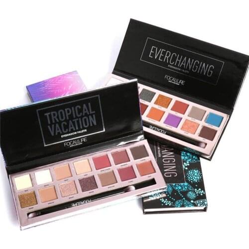 FOCALLURE 14 Colors Glitter Matte Eyeshadow Palette Makeup with Brush Professional Long Lasting Shimmer Eye Shadow Pallete