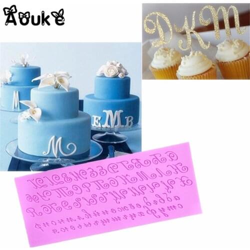 Art Letter Shape Liquid Silicone Mold Cookie Fondant Cake Molds Embossed Chocolate Pudding Mould DIY Candy Kitchen Baking Tools