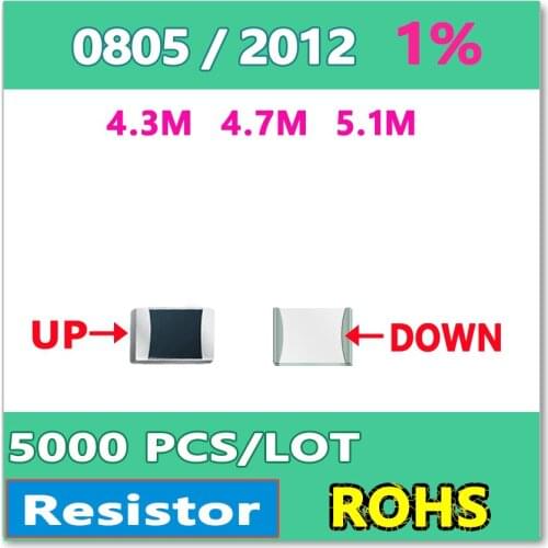 JASNPROSMA OHM 0805 F 1% 5000pcs 4.3M 4.7M 5.1M smd 2012 Resistor