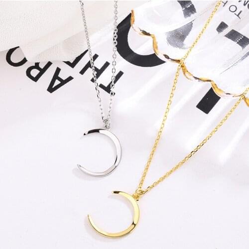 JrSr New 100% 925 Sterling Silver Original Design Moon Pendant Necklace 2020 Women DIY Jewelry Valentine Day gifts Free Shipping