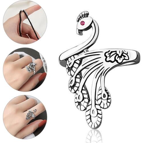 Stereoscopic New Retro Punk Peacock Ring Fashion Personality Opening Adjustable Ring Jewelry As Valentines Day Gift