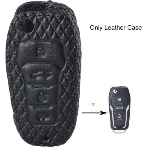KEYECU Leather Case Fob For Ford Lincoln Mazda Mercury Remote Key